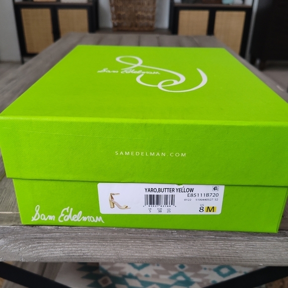 New Sam Edelman Leather Yaro Ankle Strap Heel in Butter Yellow $120 - Picture 3 of 9